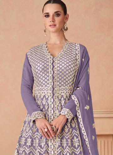 Remarkable Purple Georgette Embroidered Salwar Suit
