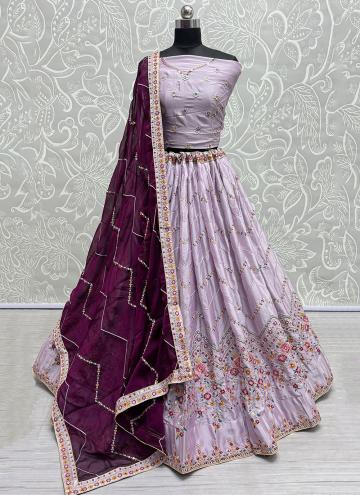 Remarkable Purple Rangoli Sequins Work A Line Lehenga Choli