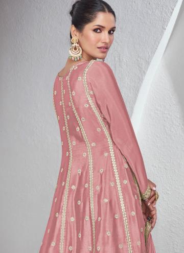 Rose Pink Chinon Embroidered Trendy Salwar Kameez