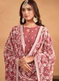 Rose Pink color Embroidered Faux Georgette Trendy Salwar Kameez - 2
