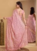 Rose Pink color Organza Classic Designer Saree with Sequins Work - 2
