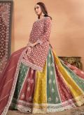 Rust Chinon Embroidered A Line Lehenga Choli for Ceremonial - 2