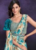 Satin Silk Contemporary Saree in Multi Colour Enhanced with Cord - 1