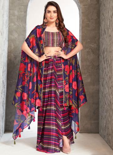 Satin Silk Readymade Lehenga Choli in Multi Colour Enhanced with Printed