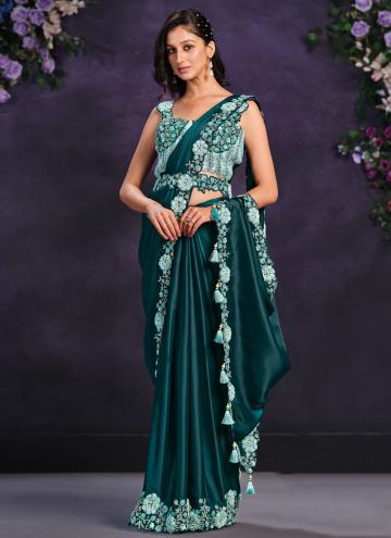 Satin Silk Trendy Saree in Morpeach Enhanced with 