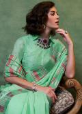 Sea Green Classic Designer Saree in Cotton  with Woven - 1