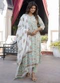 Sea Green color Floral Print Cotton  Salwar Suit - 3
