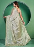 Sea Green color Georgette Casual Saree with Sequins Work - 2