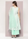 Sea Green color Strips Print Cotton  Salwar Suit - 1