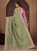 Sea Green color Vichitra Silk Classic Designer Saree with Border - 2