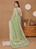 Sea Green Net Embroidered Trendy Saree for Ceremonial - 2