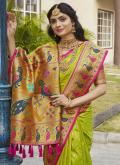 Sea Green Silk Woven Trendy Saree for Ceremonial - 1