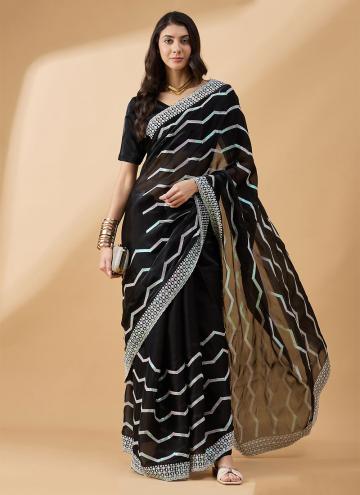 Sequins Work Tissue Black Contemporary Saree