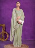 Shimmer Contemporary Saree in Sea Green Enhanced with Embroidered - 3