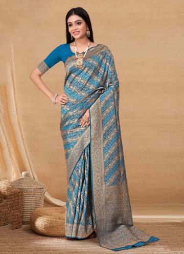 Silk Classic Designer Saree in Blue Enhanced with Woven