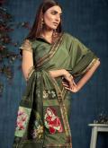 Silk Classic Designer Saree in Green Enhanced with Border - 1