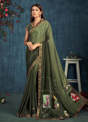 Silk Classic Designer Saree in Green Enhanced with