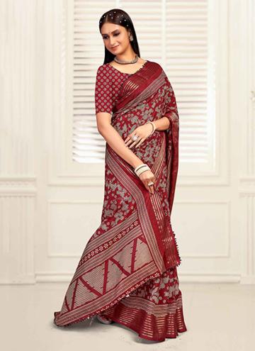 Silk Classic Designer Saree in Maroon Enhanced wit