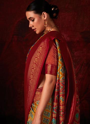 Silk Contemporary Saree in Multi Colour Enhanced with Digital Print