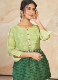 Silk Designer Kurti in Green Enhanced with Embroidered - 2