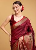 Silk Designer Saree in Maroon Enhanced with Jacquard Work - 1