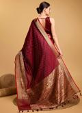 Silk Designer Saree in Maroon Enhanced with Jacquard Work - 2
