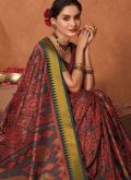 Silk Designer Saree in Multi Colour Enhanced with Printed - 1