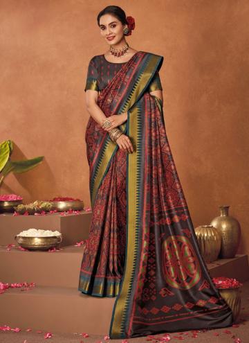 Silk Designer Saree in Multi Colour Enhanced with Printed