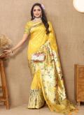 Silk Designer Saree in Yellow Enhanced with Woven - 3