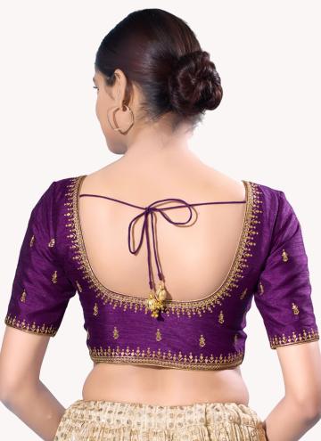 Silk  in Purple Enhanced with Embroidered