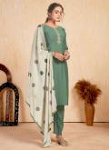 Silk Trendy Salwar Suit in Green Enhanced with Embroidered - 2