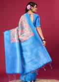 Silk Trendy Saree in Blue Enhanced with Digital Print - 2
