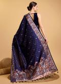 Silk Trendy Saree in Navy Blue Enhanced with Jacquard Work - 2