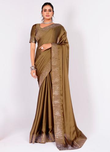 Swarovski Rangoli Brown Classic Designer Saree