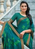 Teal Classic Designer Saree in Georgette with Printed - 1