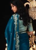 Teal Fancy Fabric Border Contemporary Saree for Engagement - 2