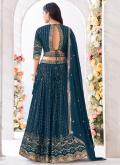 Teal Georgette Embroidered Readymade Lehenga Choli for Ceremonial - 1