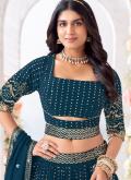 Teal Georgette Embroidered Readymade Lehenga Choli for Ceremonial - 3