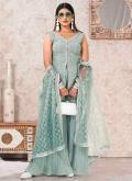 Turquoise color Embroidered Georgette Salwar Suit - 2