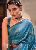 Turquoise Silk Woven Trendy Saree for Ceremonial - 1