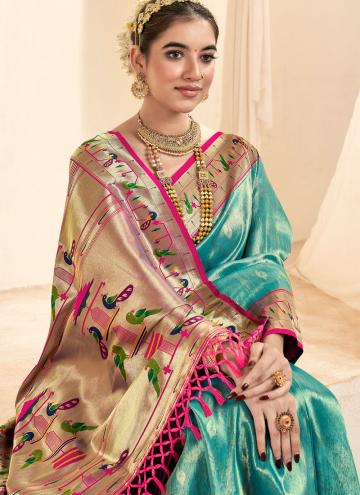 Turquoise Trendy Saree in Silk with Jacquard Work