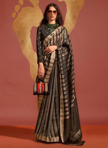 Viscose Classic Designer Saree in Black Enhanced with Woven
