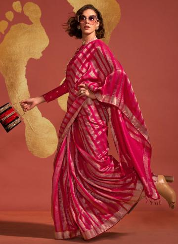 Viscose Classic Designer Saree in Pink Enhanced with Woven