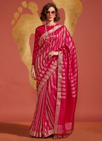 Viscose Classic Designer Saree in Pink Enhanced wi