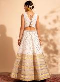White A Line Lehenga Choli in Georgette with Embroidered - 1