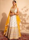 White A Line Lehenga Choli in Georgette with Embroidered - 2