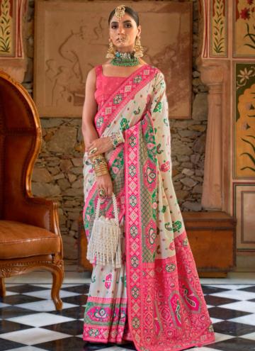 White Banarasi Woven Designer Saree
