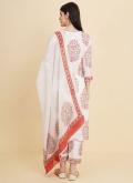 White color Printed Cotton  Trendy Salwar Kameez - 1