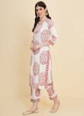 White color Printed Cotton  Trendy Salwar Kameez - 2