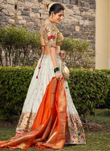 White Jacquard Silk Woven Designer Lehenga Choli for Ceremonial